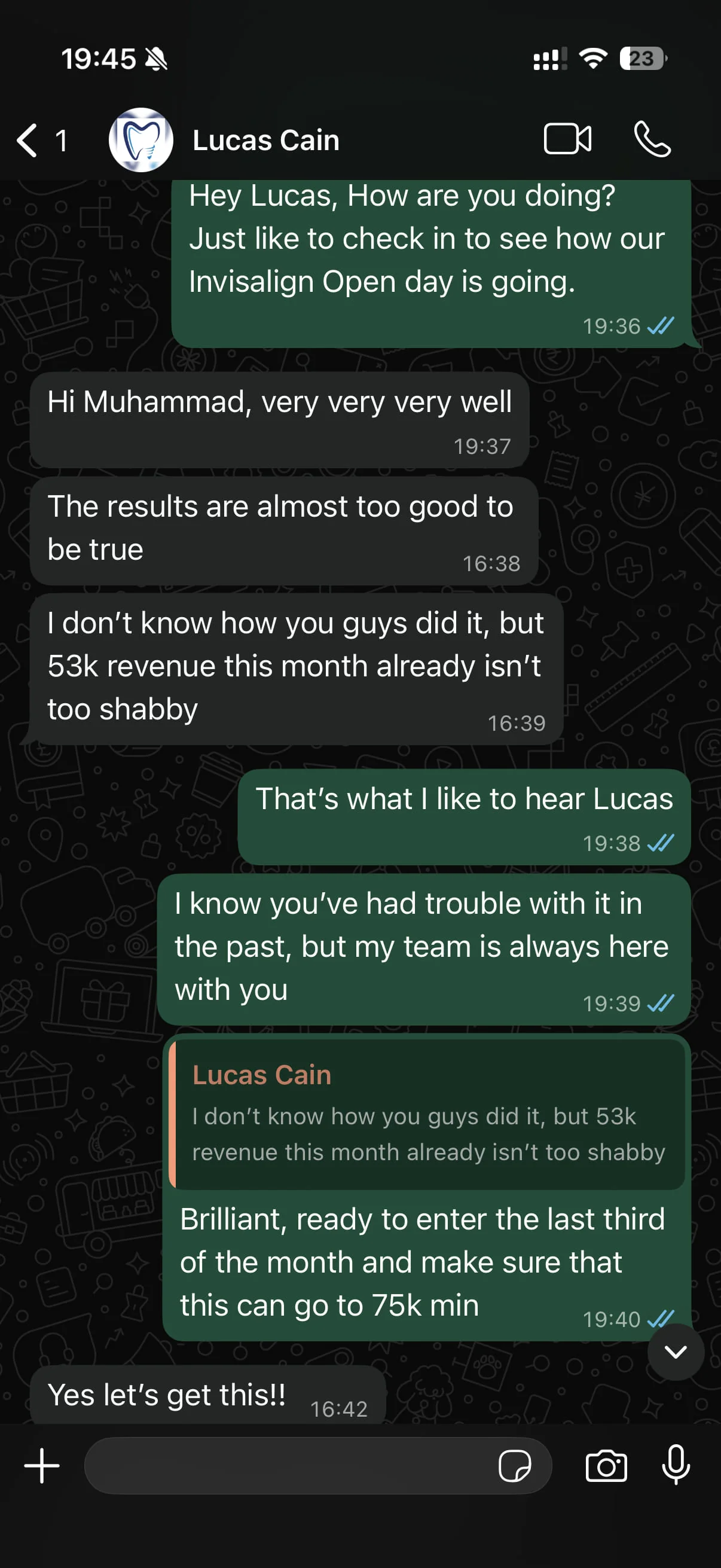 Dental clinic owner testimonial screenshot 3