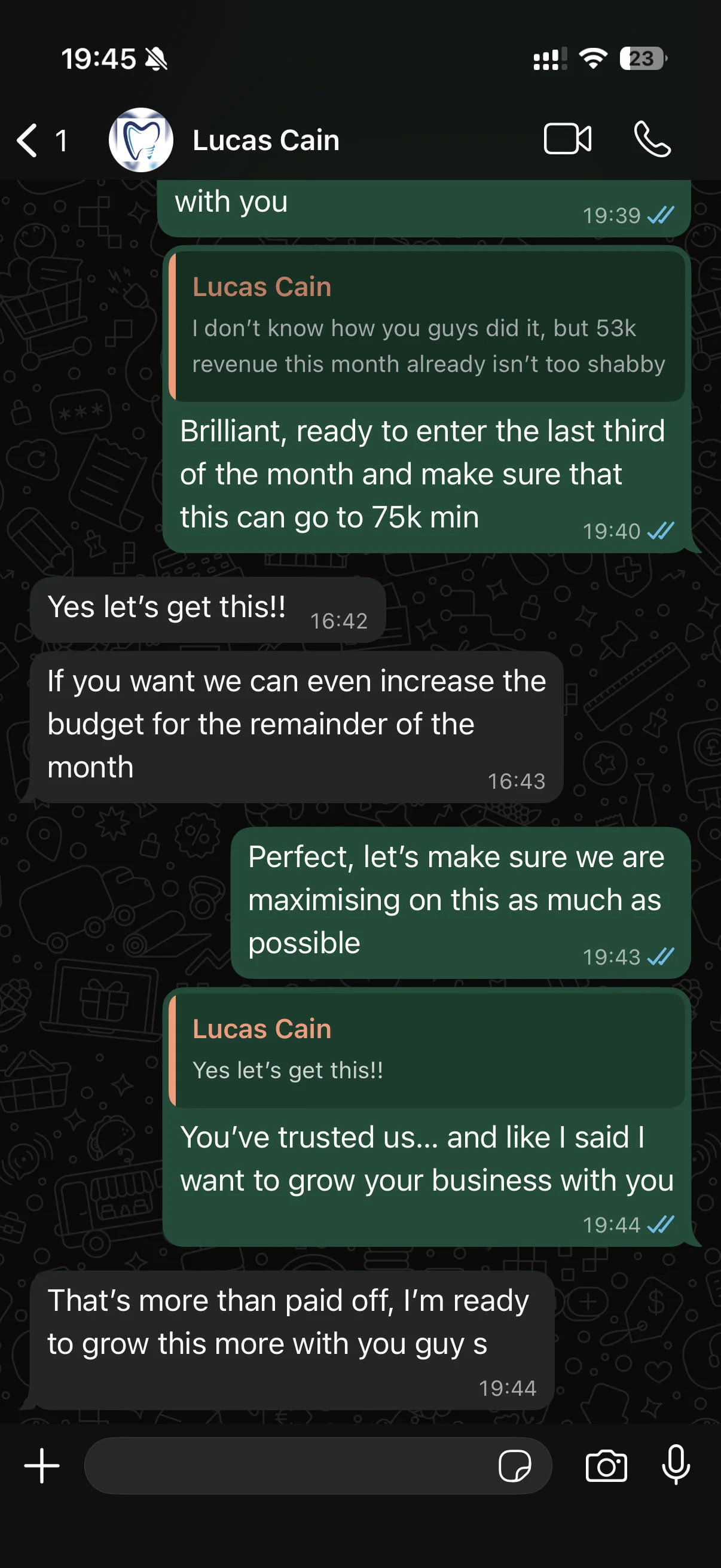 Dental clinic owner testimonial screenshot 4